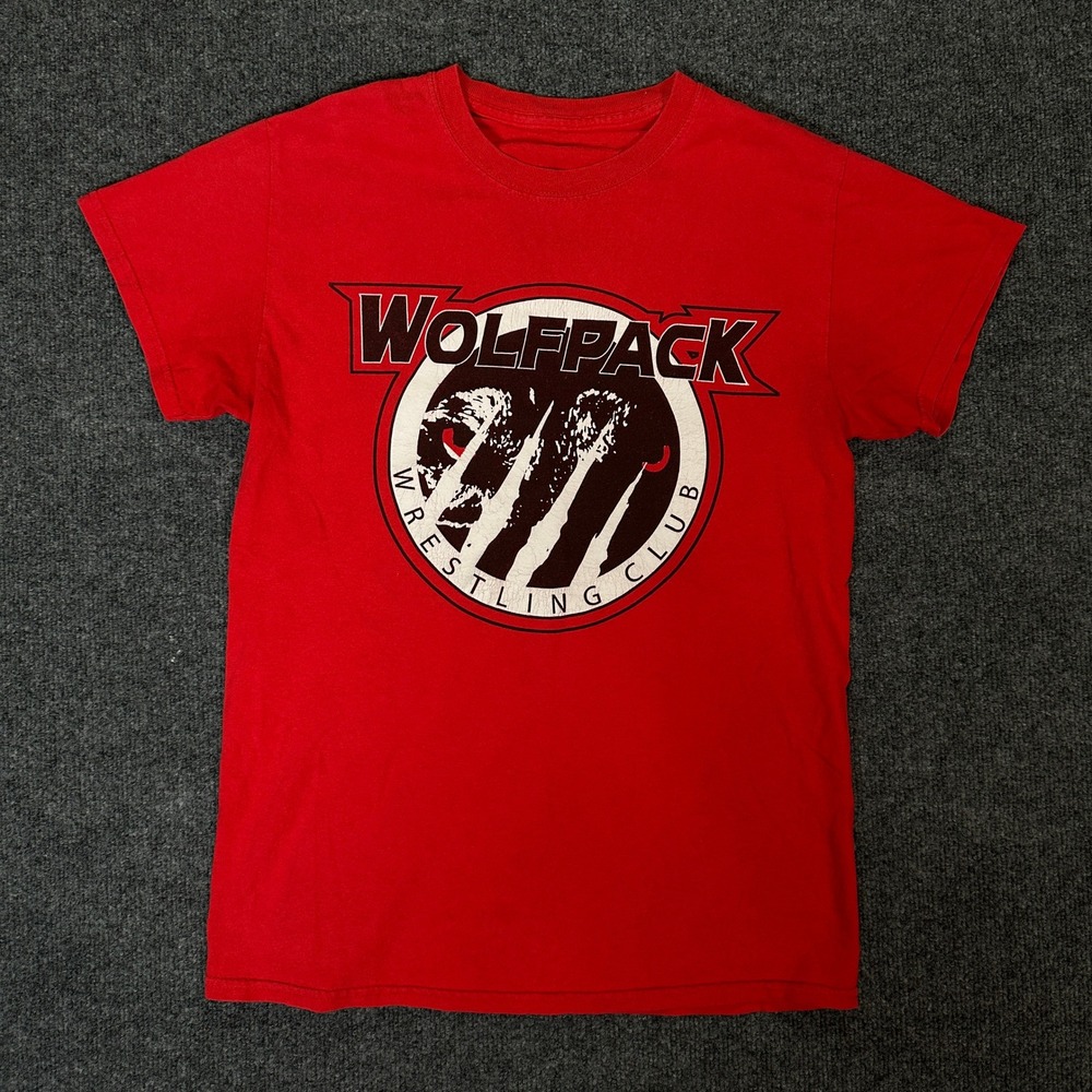 VTG Wolfpack Wrestling Club Graphic T-Shirt Red NC State Y2K No Tag Size Small